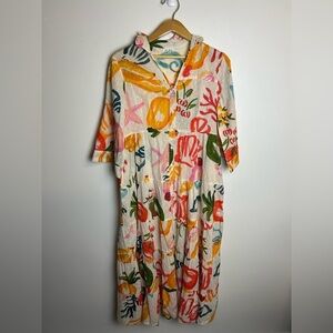 100% cotton‎ Boutique Sz Xs Colorful Floral Print All over Beach Vacation Resort
